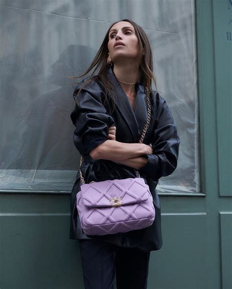 what to wear with a quilted chanel bag|purple Chanel bag outfit.